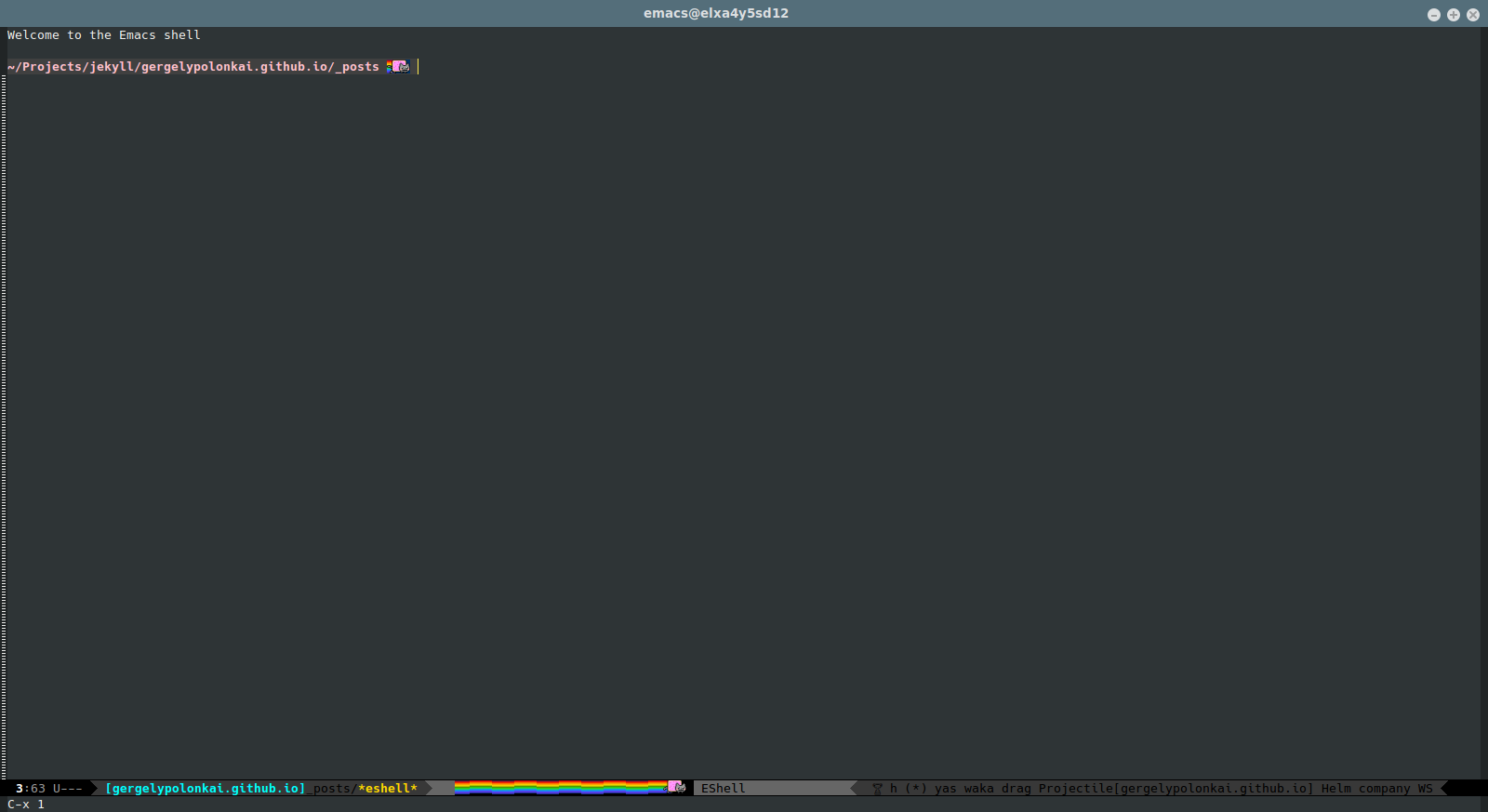 eshell prompt with a Nyan cat